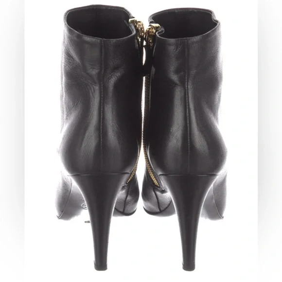 Chanel black leather faux pearls ankle boots - Picture 3 of 14